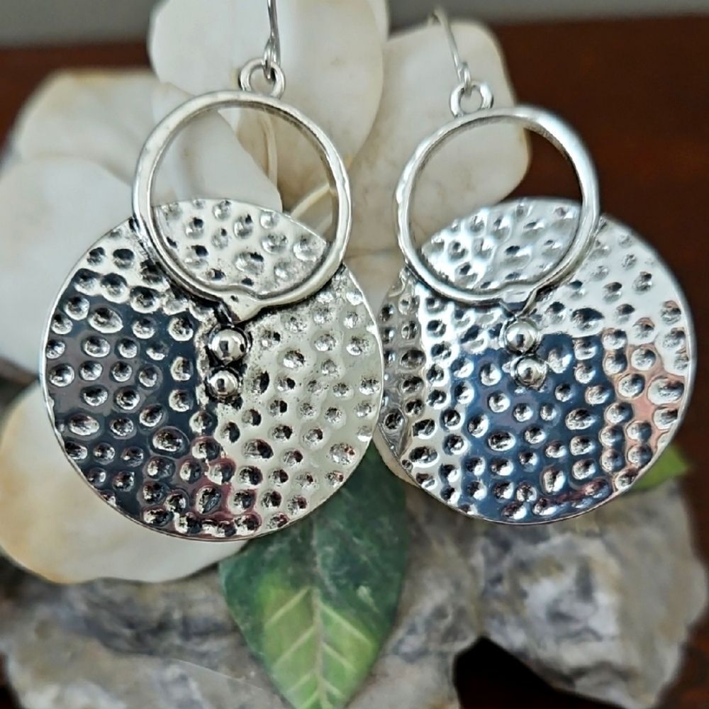 NWOT Silver Hammered Earrings